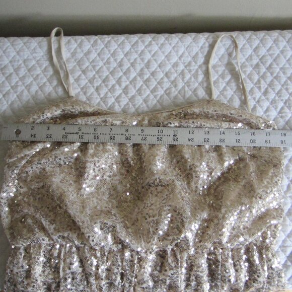 NWT $199.95 DAVID’S BRIDAL Allover Sequin Blouson Tank Bridesmaid Gold Dress 10 - Picture 10 of 11